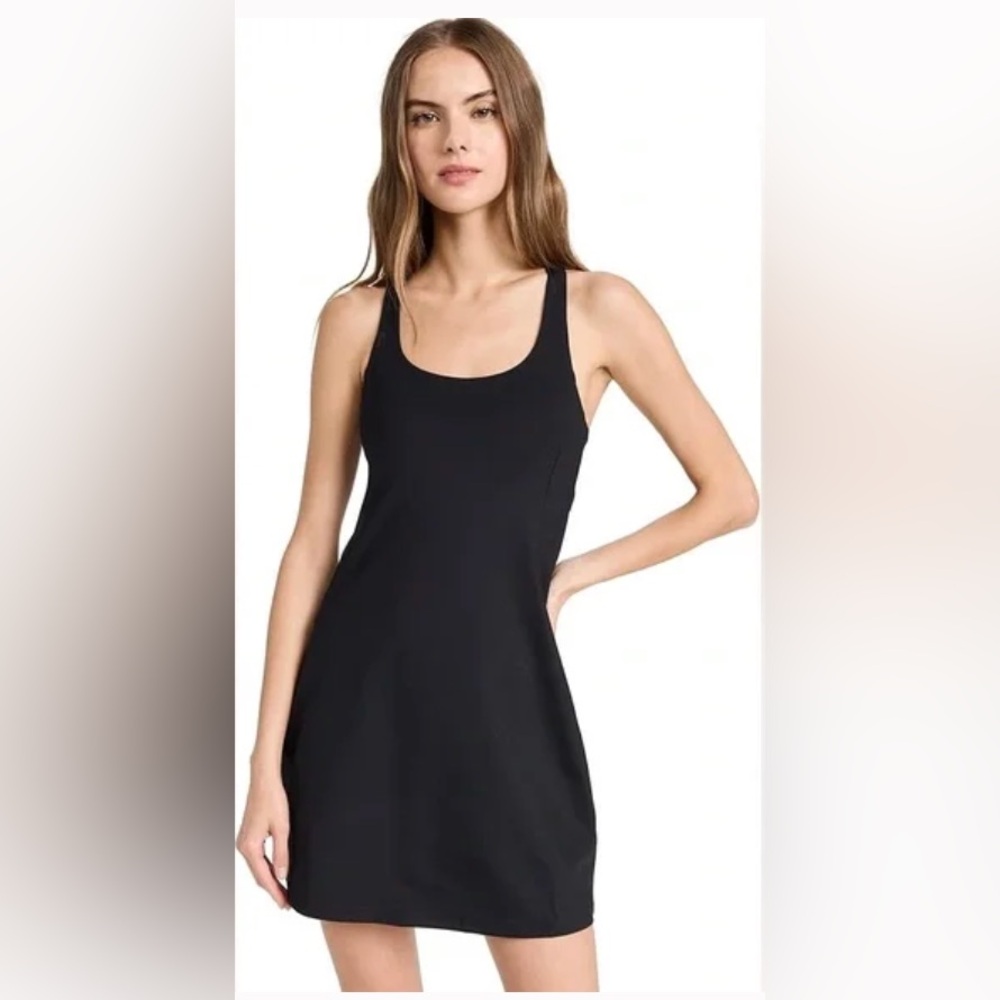 Girlfriend Collective Paloma Racerback Exercise Dress Black M Medium with shorts